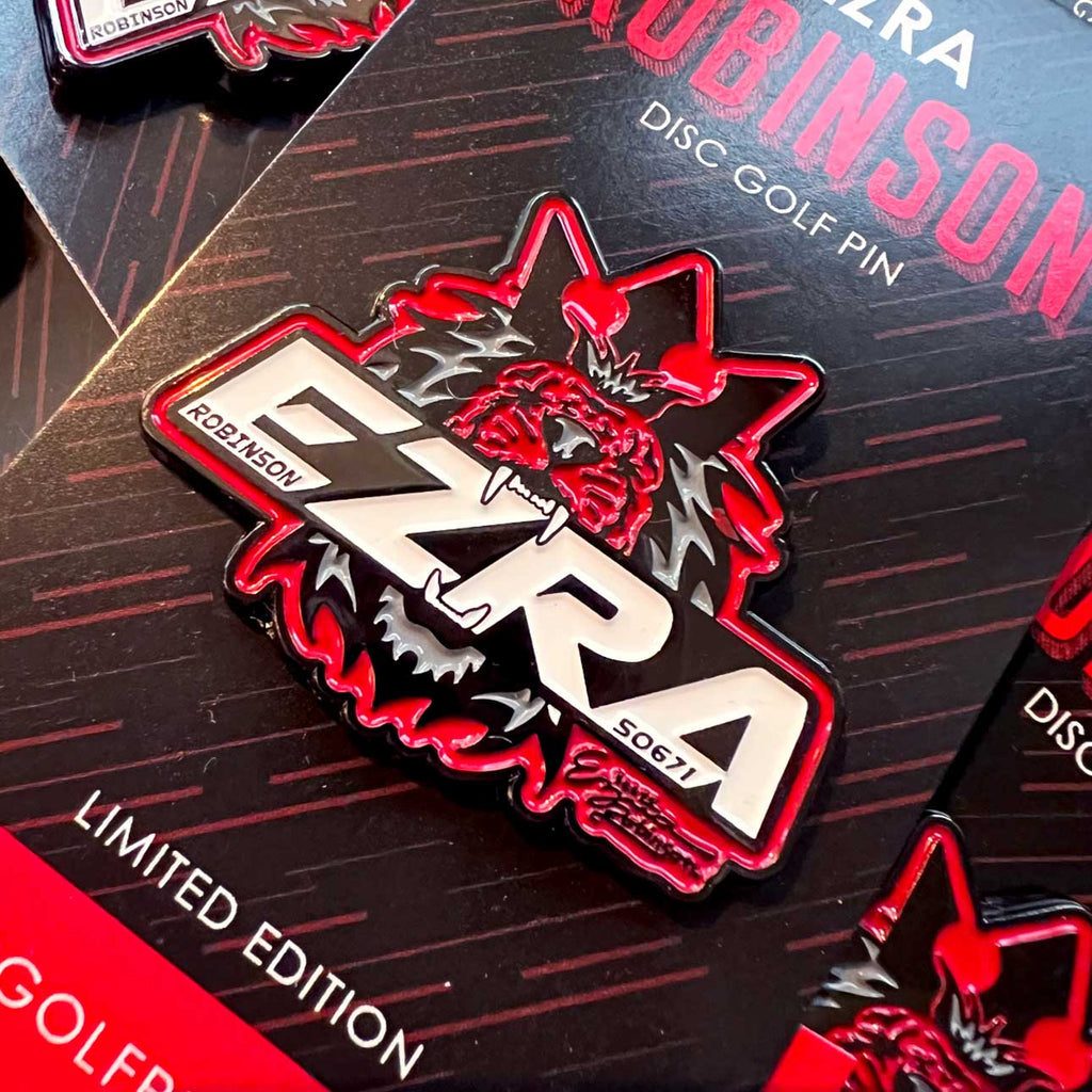 Ezra Robinson Disc Golf Pin - Premium Metal Backer