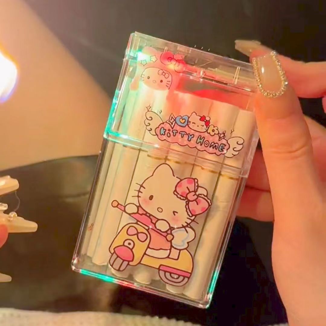 Pacha Dog Cartoon Sanrio Cigarette Box Charging Lighter Integrated Transparent Body Atmosphere Colorful Lights Cute Gift Object - Korvel
