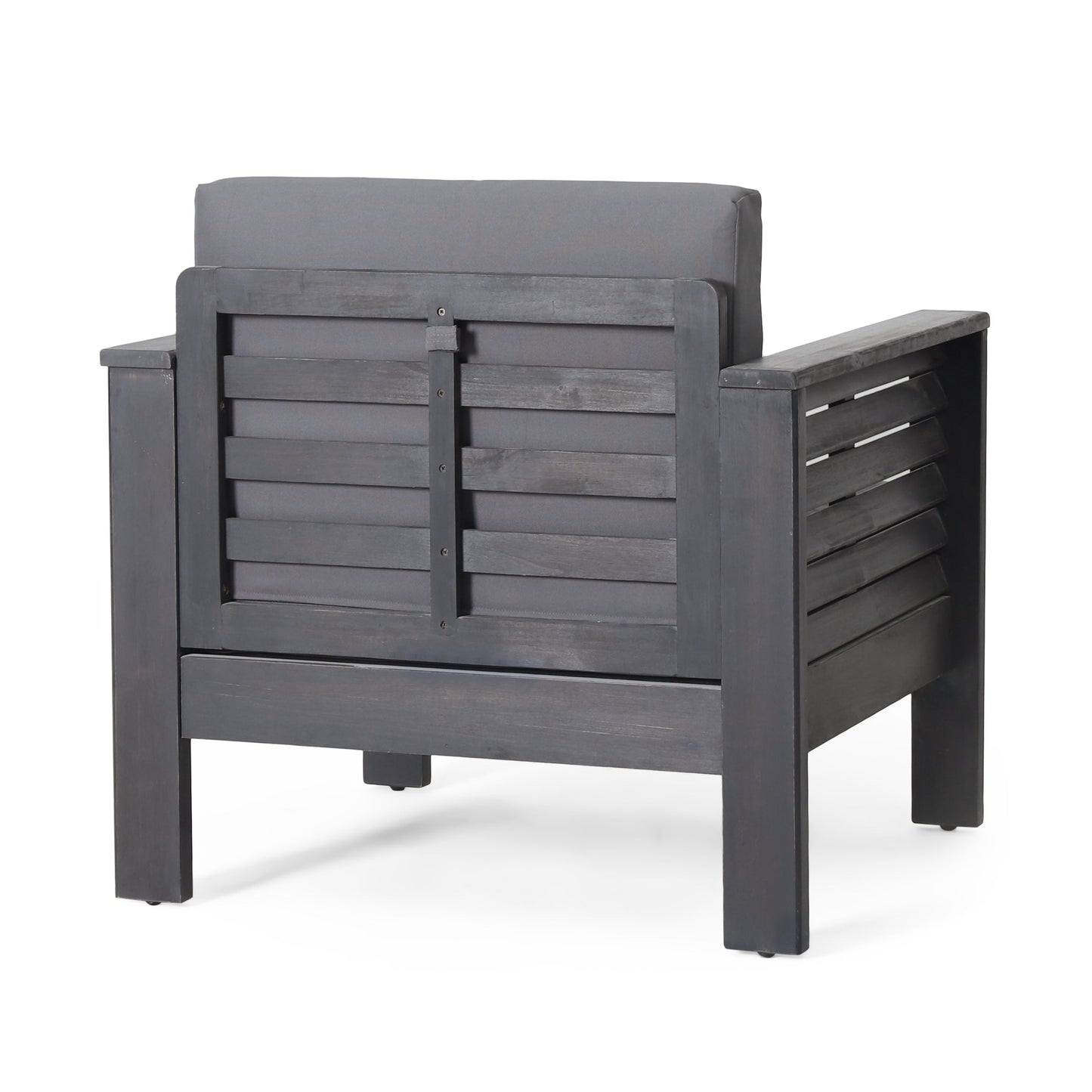 Ensemble de 2 chaises de club en bois d'acacia d'extérieur avec coussins