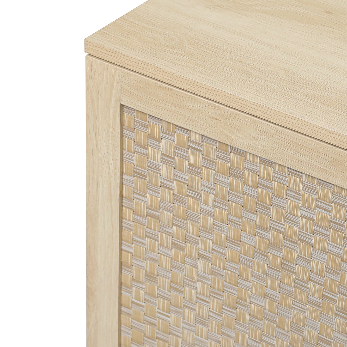 Buffet 4 Portes en Rotin - Cabinet de Rangement Élégant