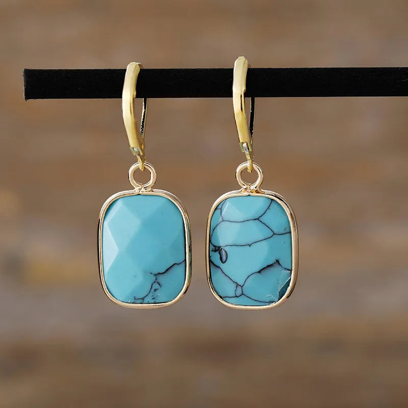 Copper Natural Stone Dangle Earrings - Korvel
