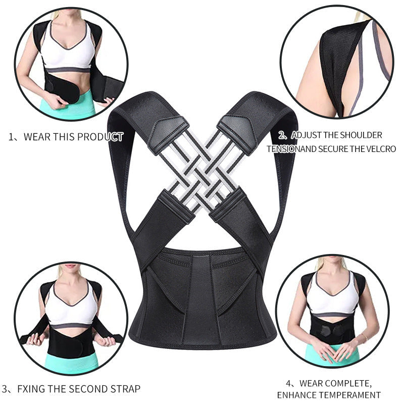 Posture correction belt with strong open back correction Beibejia anti hunchback adult student back support - Korvel