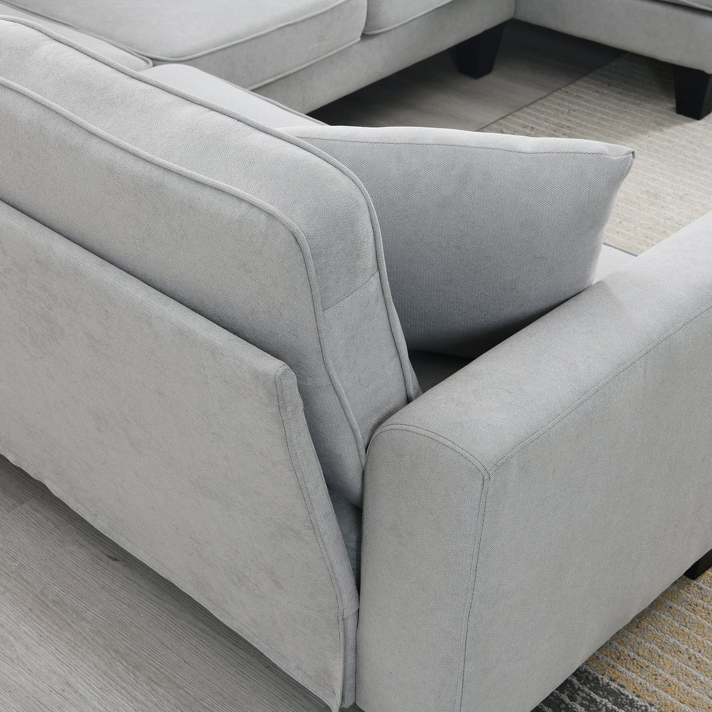 [VIDEO provided] [New] 108*85.5" Modern U Shape Sectional Sofa 7 Seat Fabric Sectional Sofa Set - Korvel
