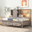 Twin Size Lounge Daybed with Storage Shelves, Cork Board, USB Ports and 3 Drawers, Antique Gray - Korvel