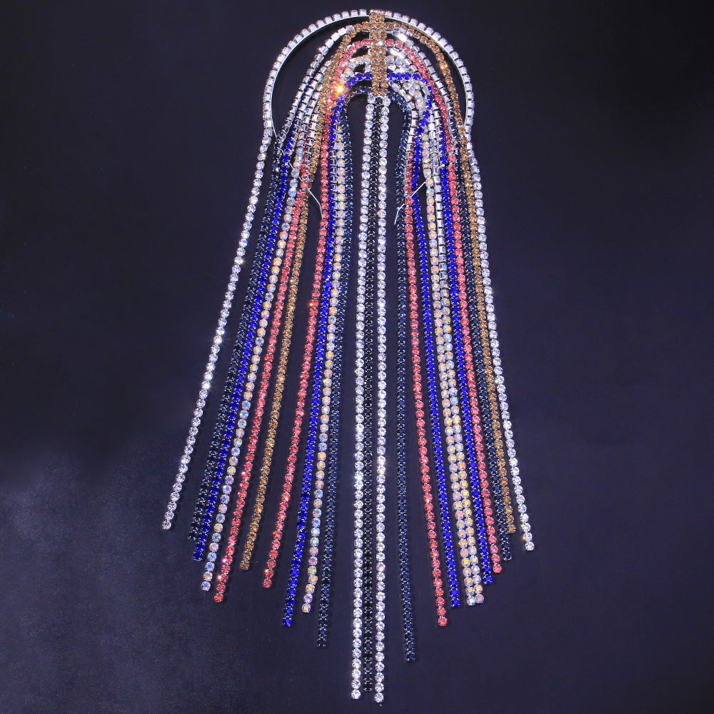 Rhinestone Long Tassel Headpiece - Premium Hair Accessory