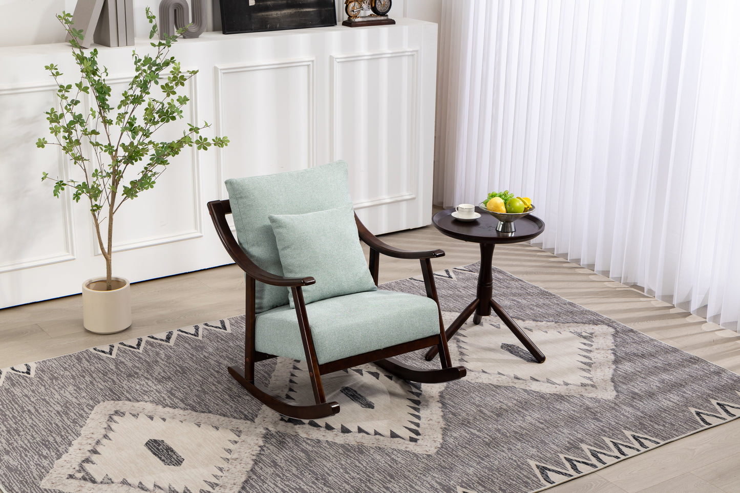 Chaise Berçante en Tissu Tissé de Style Mid-Century Moderne