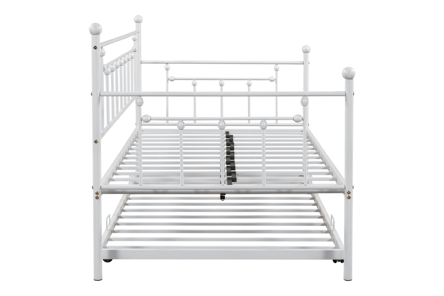 Light Grey Metal Double Bed with Trundle