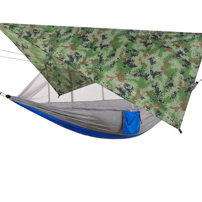260x140cm Outdoor Double Camping Hammock with Mosquito Net and Rain Fly Tarp Lightweight Parachute Hammocks for Travel Hiking - Korvel
