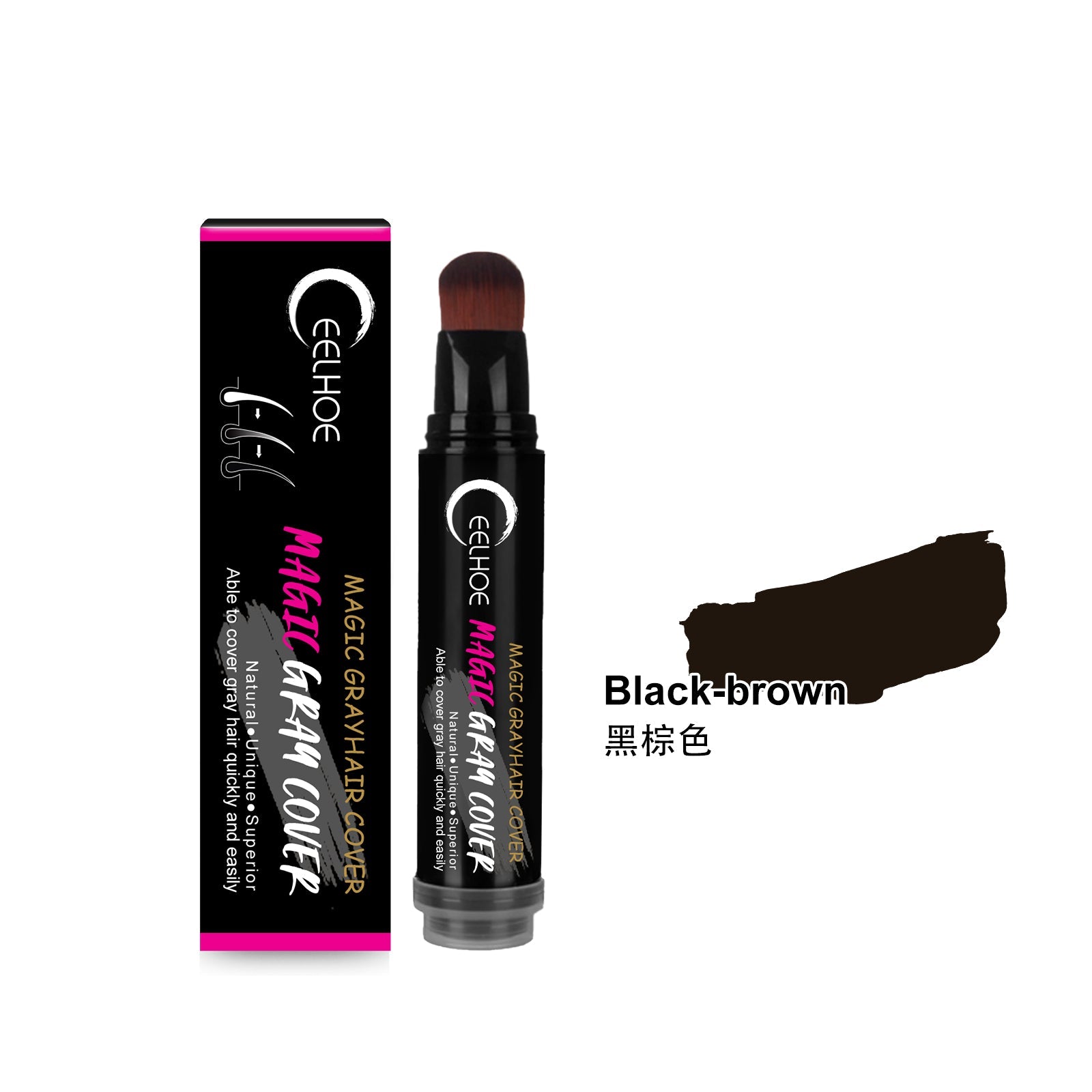 Disposable Plant Hair Stick, Hair Without Damage Repair Color Black Brown Quick White Hair Cover Stick - Korvel