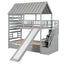 Lit superposé jumeau sur jumeau avec trundle et toboggan - Gris