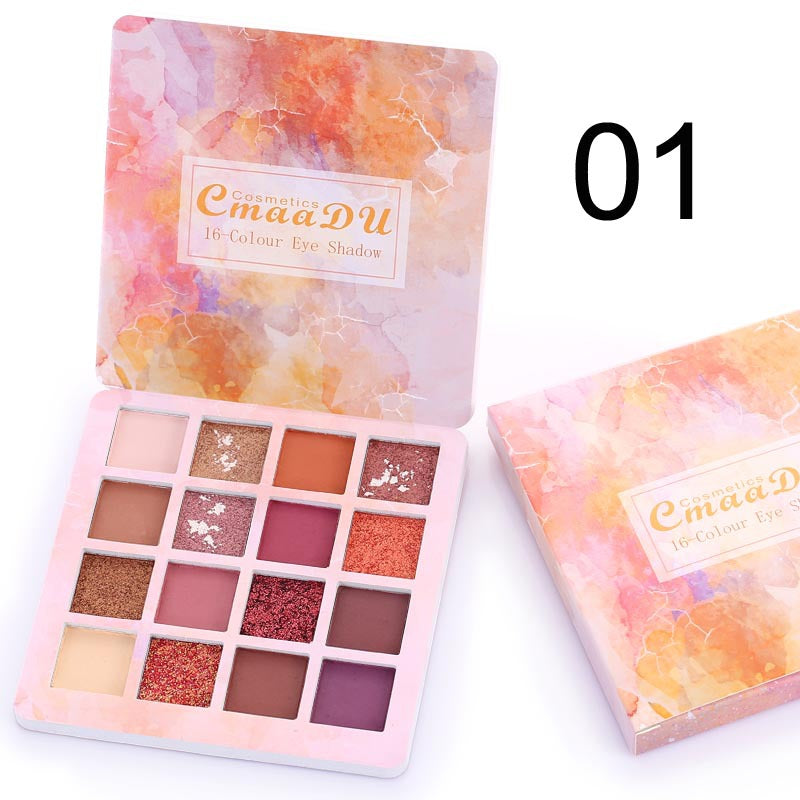 CmaaDu 16 Shades Shiny Eyeshadow - Matte & Metallic
