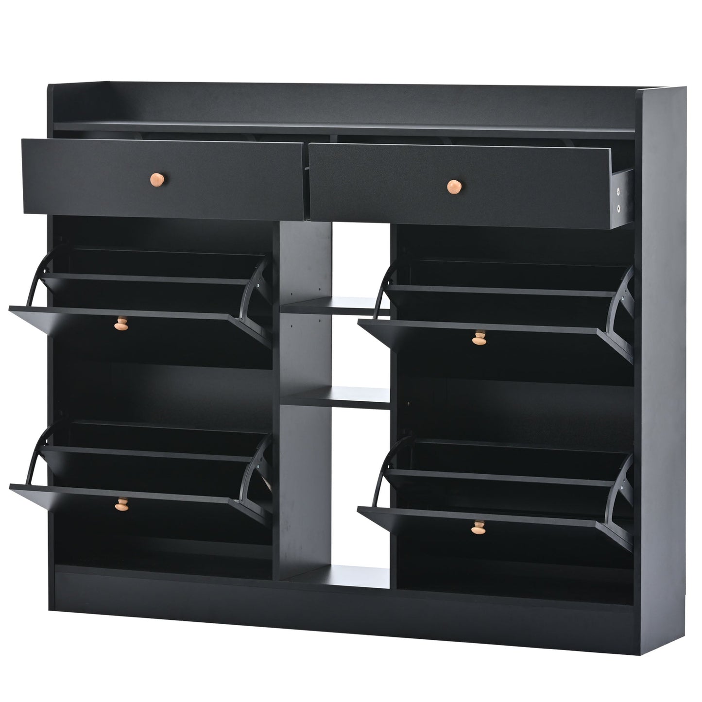 Cabinet à chaussures moderne ONTREND avec 4 tiroirs basculants - Noir