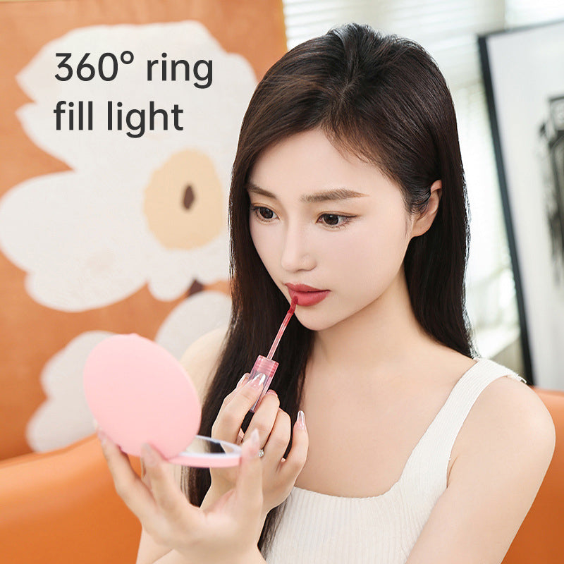 Mini portable LED light-emitting makeup mirror round stackable lighted beauty mirror - Korvel