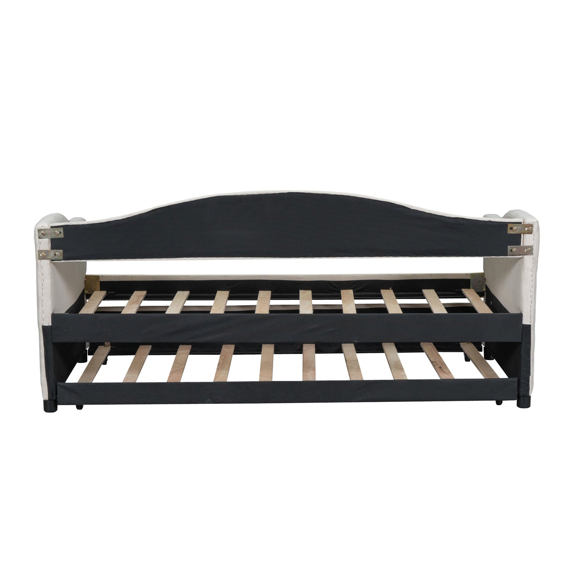 Upholstered Twin Size Daybed with Trundle, Beige - Korvel