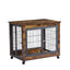 Furniture Style Dog Crate Side Table on Wheels with Double Doors and Lift Top. Rustic Brown, 31.50'' W x 22.05'' D x 25'' H. - Korvel