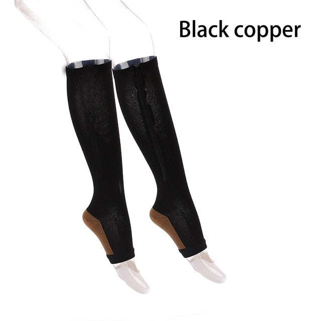 Calcetines de compresión unisex con cremallera - Delgados y elásticos