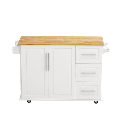 Elegant Kitchen Island Cart with Storage and Spice Rack