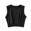 Short crop top with exposed navel and sleeveless loose fitting vest women's high waisted sports fitness yoga base shirt - Korvel