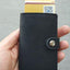 RFID Protected Vintage Automatic Leather Credit Card Holder Men Aluminum Alloy Hasp Business ID Multifunction Cardholder Wallet - Korvel