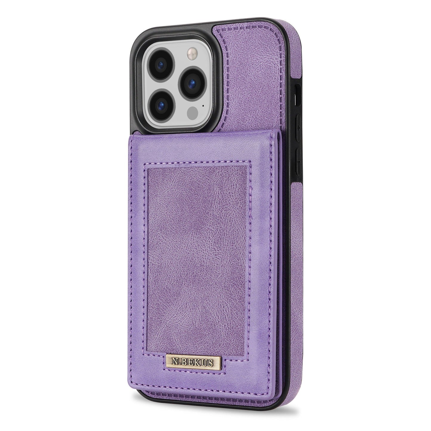 For iPhone 14ProMax Card Holder Phone Leather Case Samsung S23Ultra Photo Frame Magnetic Buckle Protective Case - Korvel