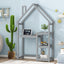 House-shaped Wooden writing Desk,Kids study Table,Bookshelf & Toy Storage,Grey - Korvel