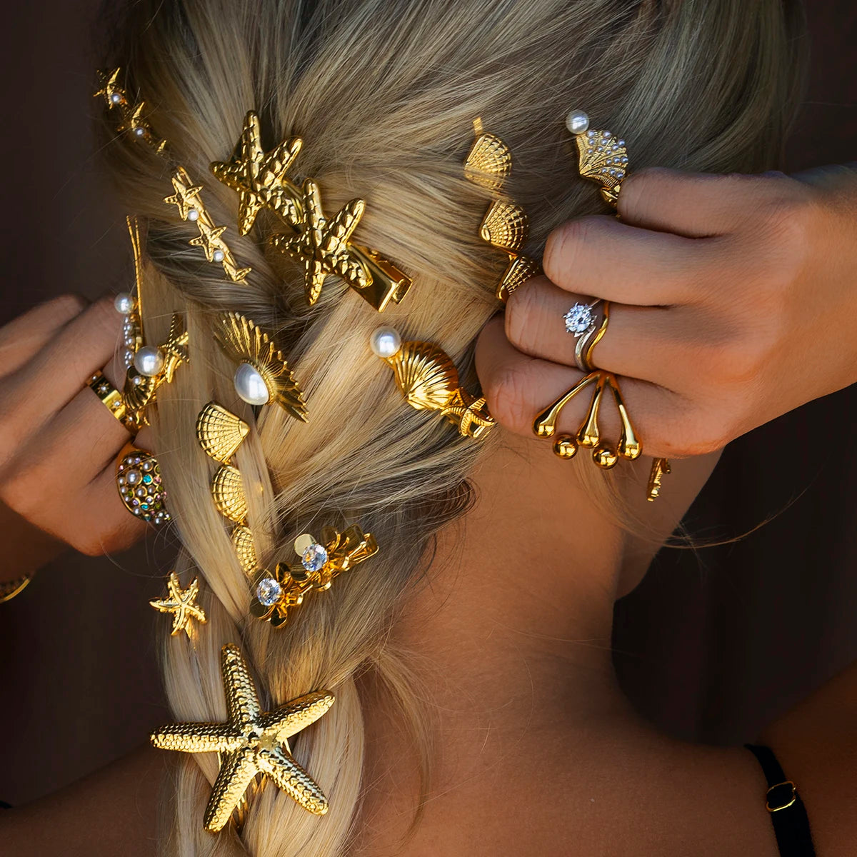 Stainless steel shell hair clip with bangs, high-end feel, ins metal hair accessories, broken hair clip at the back of the head - Korvel