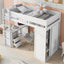 Wood Twin Size Loft Bed with Wardrobes and 2-Drawer Desk with Cabinet  White - Korvel