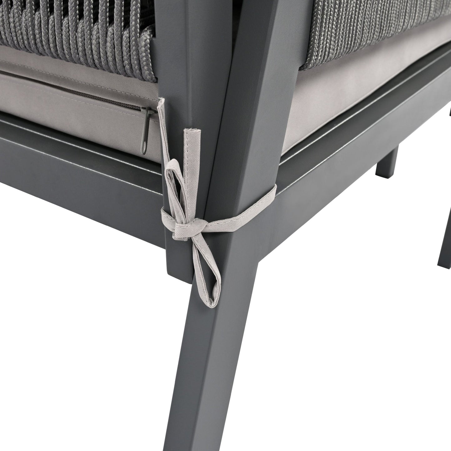 Outdoor Furniture with Tempered Glass Table Deep Seating with Thick Cushion for Backyard Porch Balcony (Grey) - Korvel