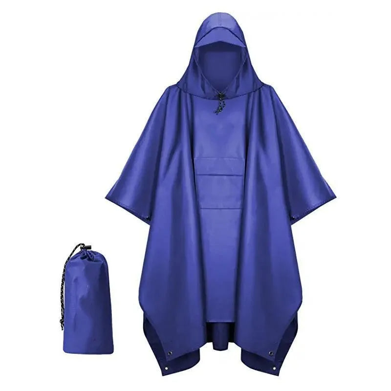3 In 1 Outdoor Military Raincoat Hooded Sleeve Waterproof Rain Poncho Motorcycle Rain Cover Camping Hiking Travel Rainwear Tent - Korvel