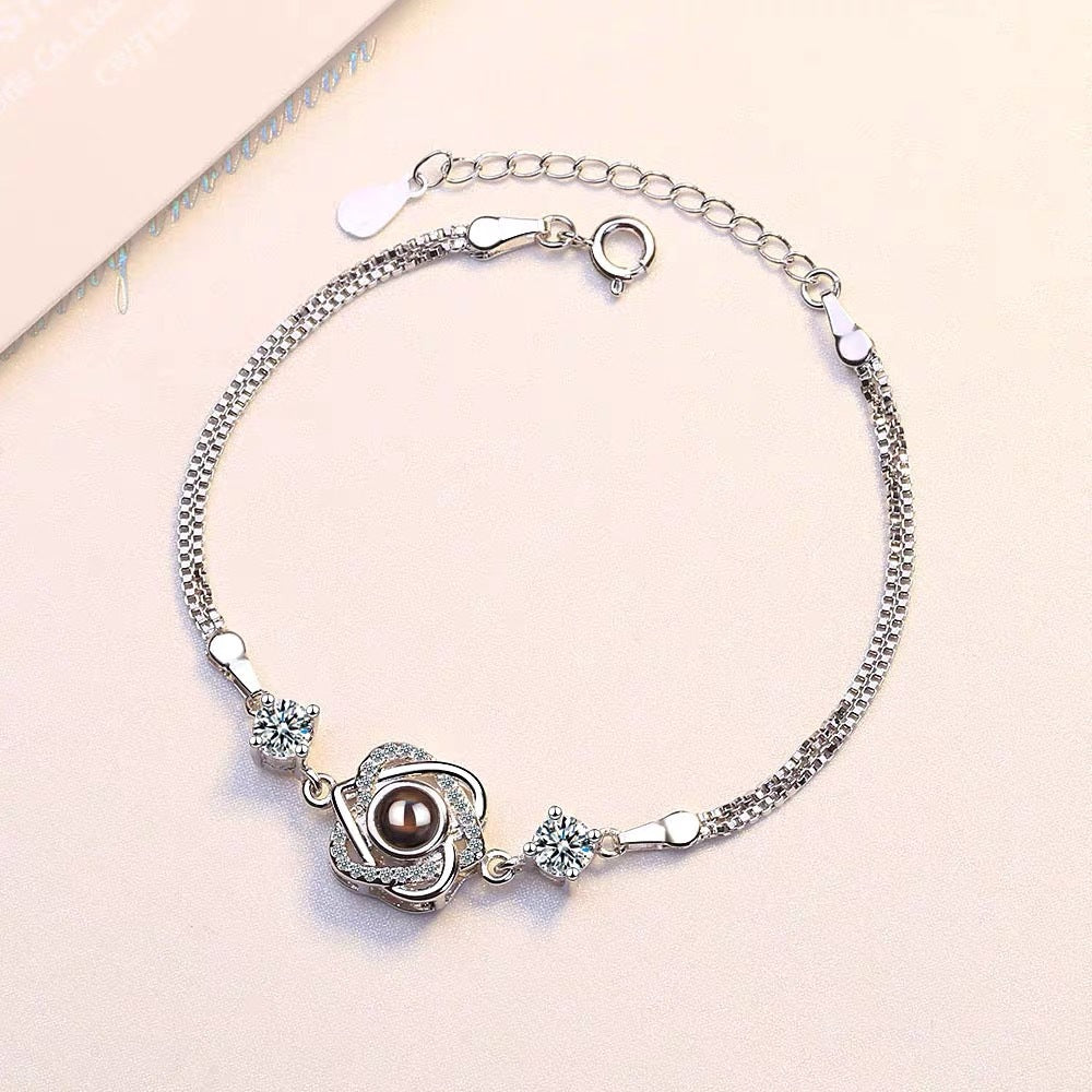 Bracelet étoile en argent S925 personnalisé avec projection photo