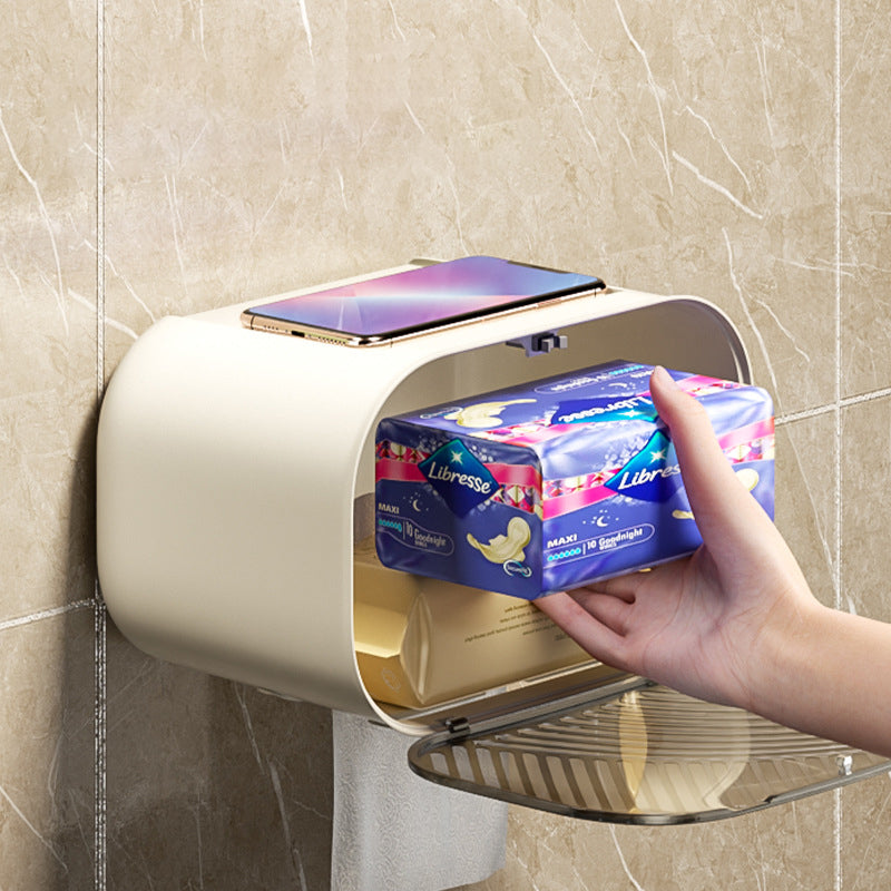 No punching wall-mounted tissue box toilet rolls paper torage box - Korvel