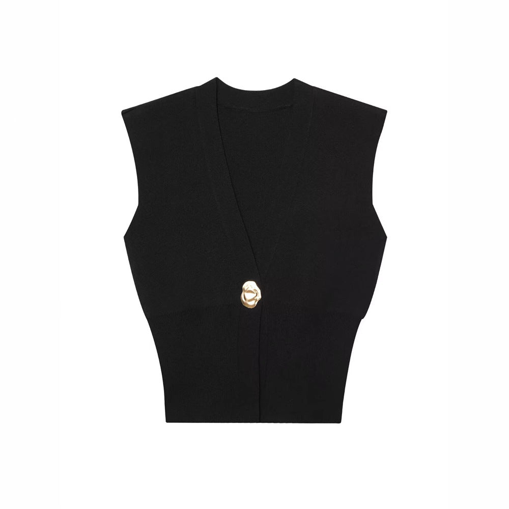 Elegant Casual Commuting Vest V-neck Tank Top for Women withDesign Sense - Korvel