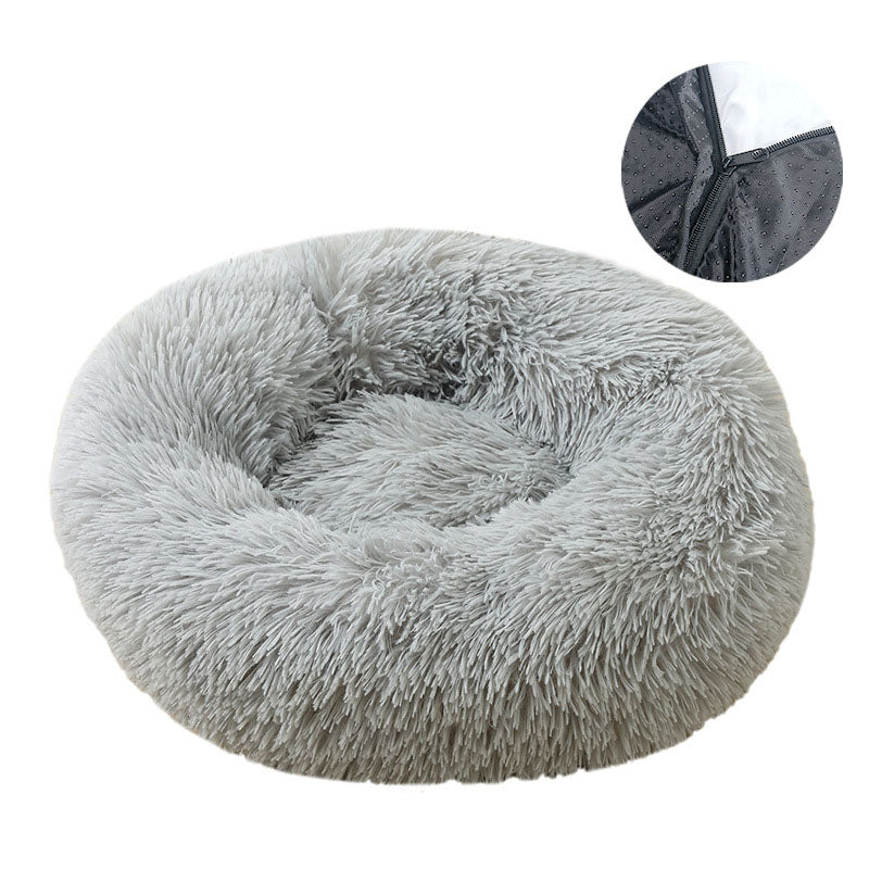 Dog bed, removable and washable round plush pet bed, cat bed, warm pet supplies, dog bed, pet bed, pet mat - Korvel