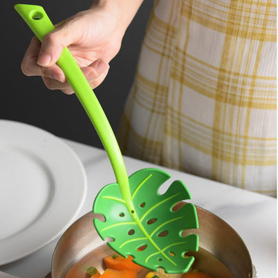 Premium Green Leaf Slotted Spoon - High Temperature Resistant
