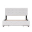 Upholstered Platform Bed with Classic Headboard and 4 Drawers No Box Spring Needed Linen Fabric Queen Size White - Korvel