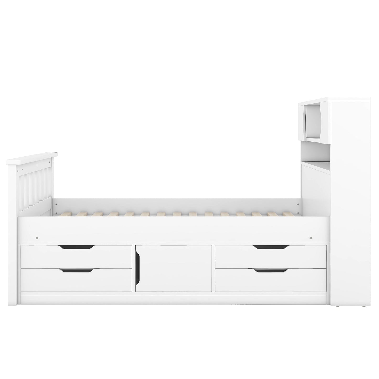 Cama plataforma tamaño twin Captain con almacenamiento en blanco