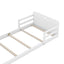 Twin Size Floor Bed with Storage Footboard and Guardrail, White - Korvel