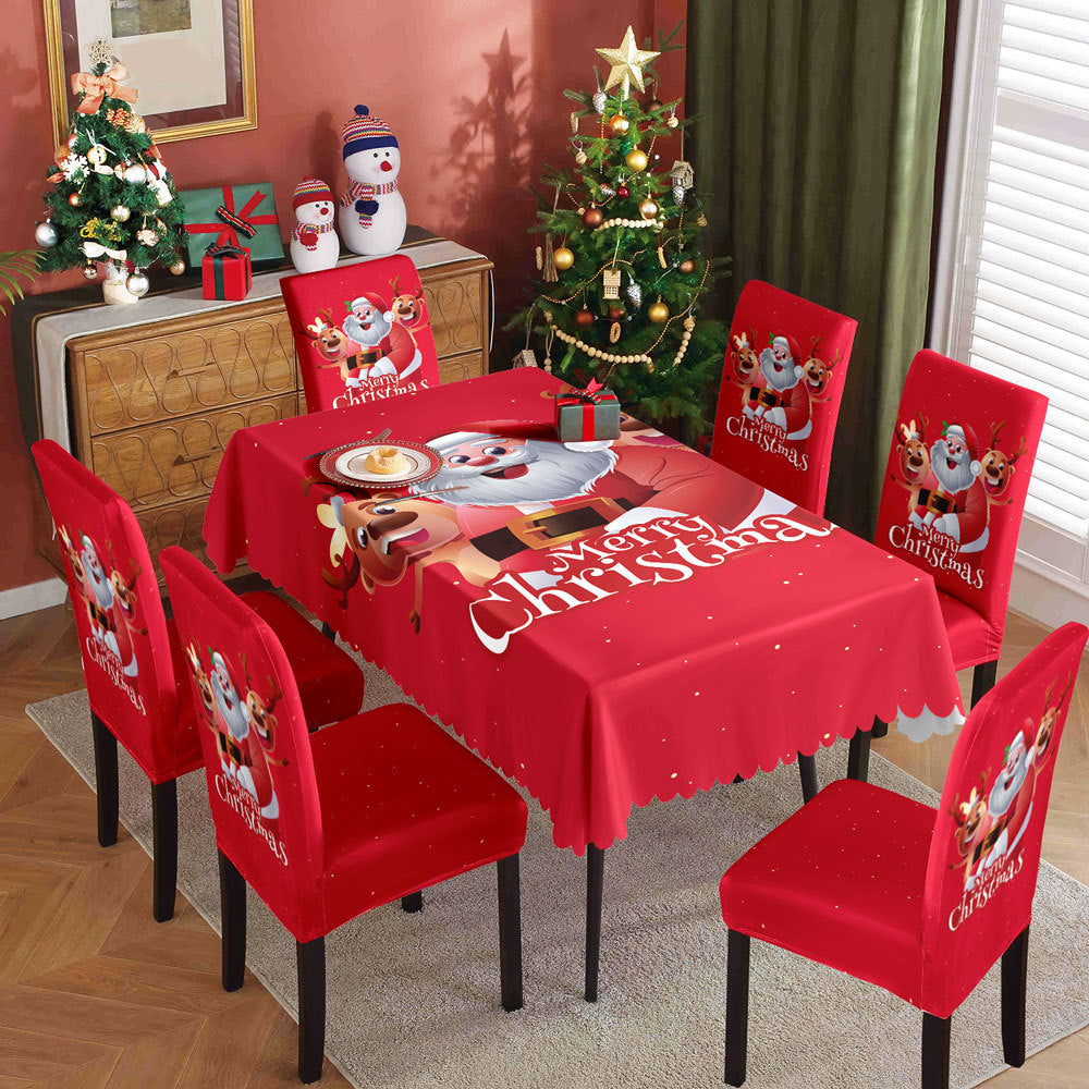 Christmas tablecloth, holiday decoration, elastic chair cover, household dining table, waterproof and dustproof tablecloth, fabric decorative tablecloth - Korvel