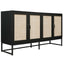 Rattan 4-Door Sideboard , Sideboard Buffet Storage Cabinet,Accent Storage Cabinet , Large Cabinet With 4 Rattan Decorated Doors - Korvel