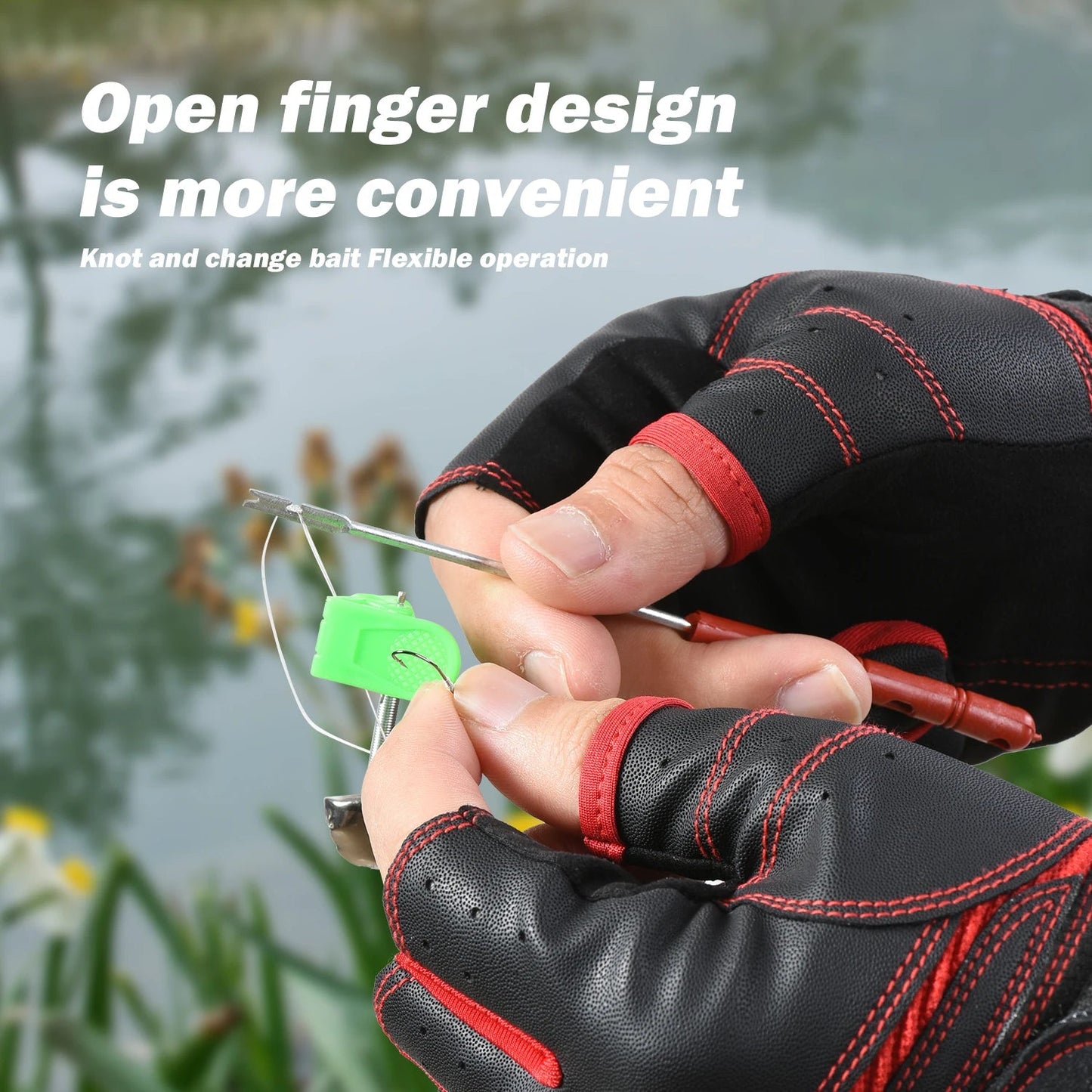 Outdoor sports autumn and winter anti slip breathable dew three finger wear-resistant and anti cutting lure fishing gloves - Korvel