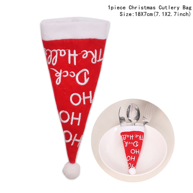 4pcs/lot New Year Christmas Gift Tableware Fork Knife Holder Bag Navidad  Noel Christmas Decorations for Home Dinner Table Decor - Korvel