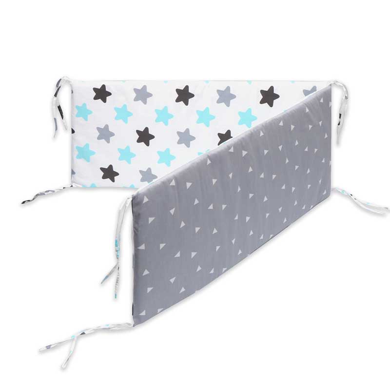 Print Baby Bed Bumper Double-faced Detachable Newborn Crib Around Cot Protector Kids Room Decor - Korvel