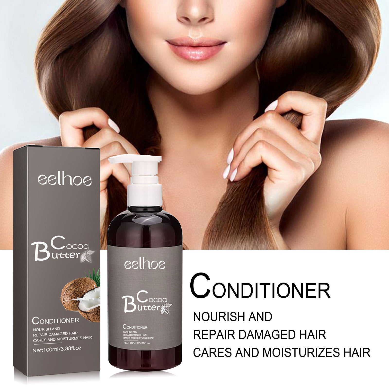 Smooth Shampoo Cocoa Butter Shampoo Conditioner Clean Smooth Hair Moisturizing Hair Treatment - Korvel