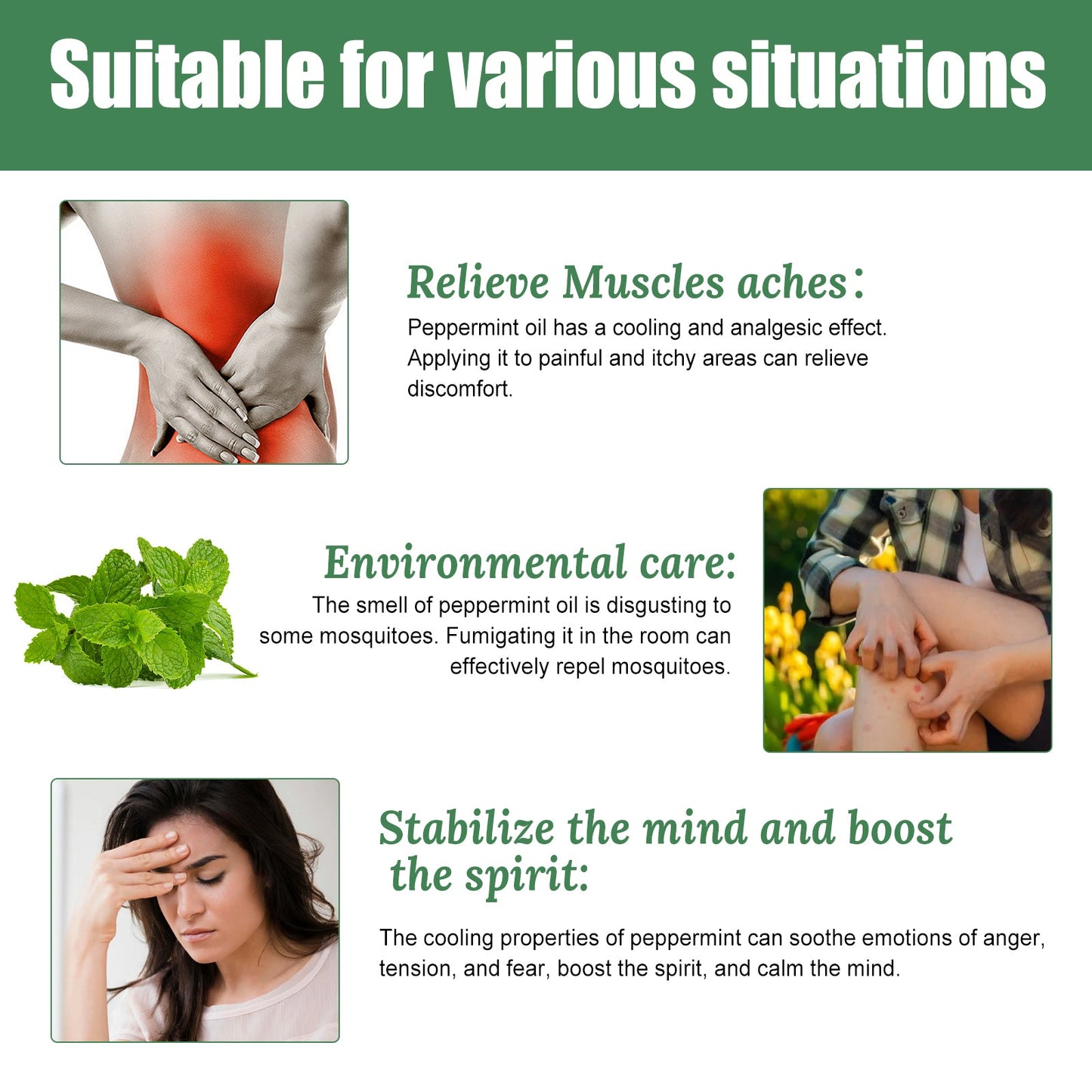 Aceite de Masaje Corporal Calmante con Esencia de Menta