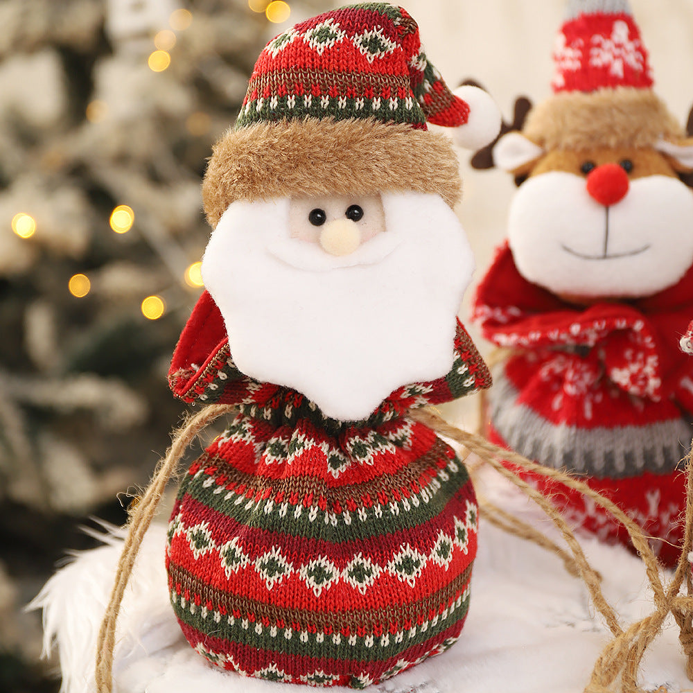 New 3D Knitted Fabric Doll Apple Bag Christmas Decorations Children's Day Gift Bundle Pocket Candy Bag - Korvel
