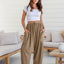 Pantalons larges en coton et lin taille haute pour femmes