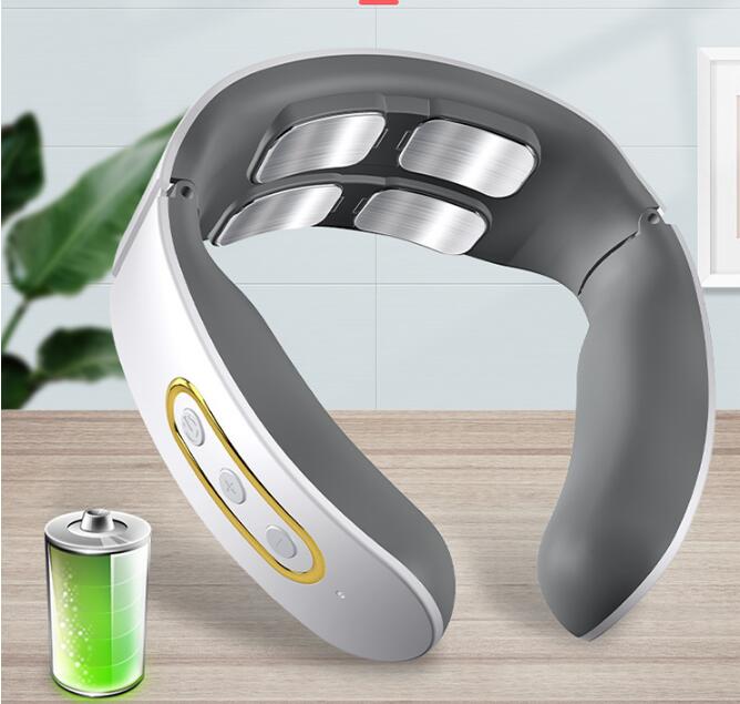 USB Rechargeable 4 Heads Cervical Spondylosis Massager Intelligent Whole Body Meridian Massage Pulse Kneading Heating Neck Protector - Korvel