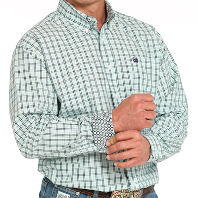 Turquoise Plaid Cinch Shirt for Men - Korvel