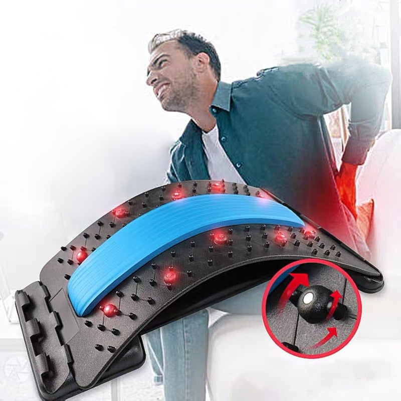 Magnetotherapy Multi-Level Adjustable Back Massager Stretcher Waist Neck Fitness Lumbar Cervical Spine Support Pain Relief - Korvel