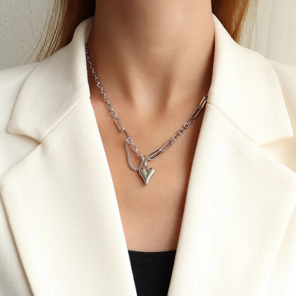 Titanium Steel Heart Pendant Necklace - Korvel